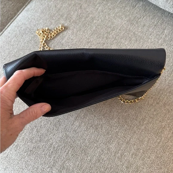 Black Shoulder/ Crossbody Bag with Gold Chain Detail - Picture 4 of 7